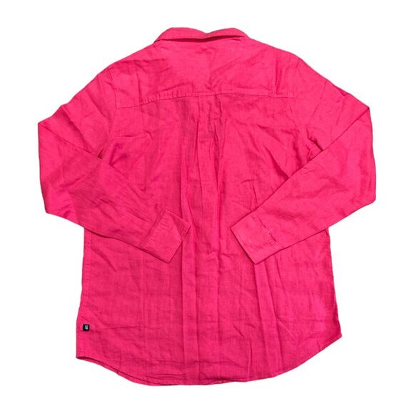 Beetroot Purple - GAP Women's Long Sleeve Relaxed Fit Linen Collared Button Down - Picture 2 of 3